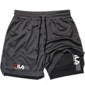 Shorts esportivo masculino dois em um marca Fila respirável