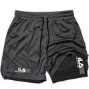 Shorts esportivo masculino dois em um marca Fila respirável