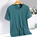 Camiseta Fitness Masculina (gelada para verão com gola redonda, ideal para corrida, fitness, respirável, de secagem rápida)